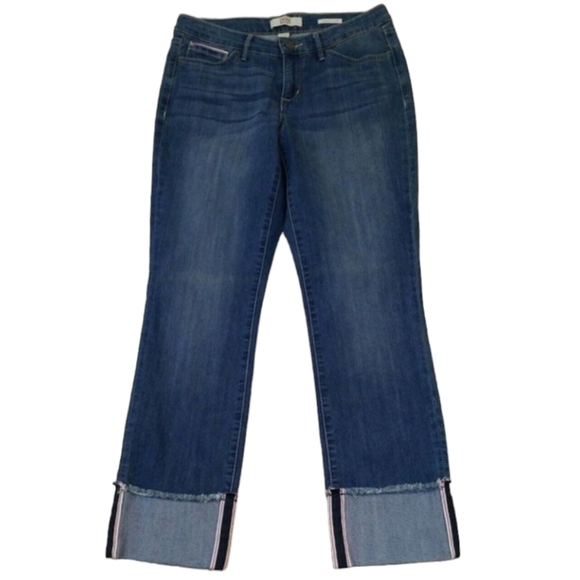 VINTAGE AMERICA ~Women's Size 6/28~Blue Denim Jean Boho Capri, Cropped Pants. - Picture 1 of 11